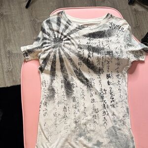 Sinful Women's Short Sleeve Graphic Tee - Black and White